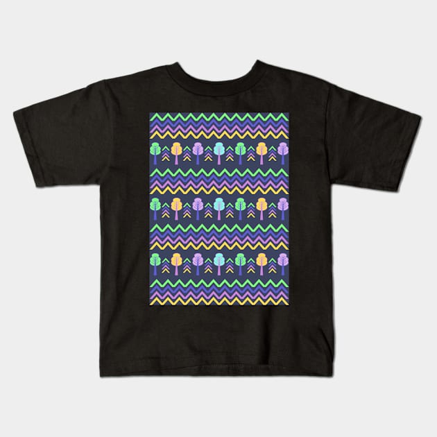 Nice ethnic pattern with trees and chevron Kids T-Shirt by cocodes